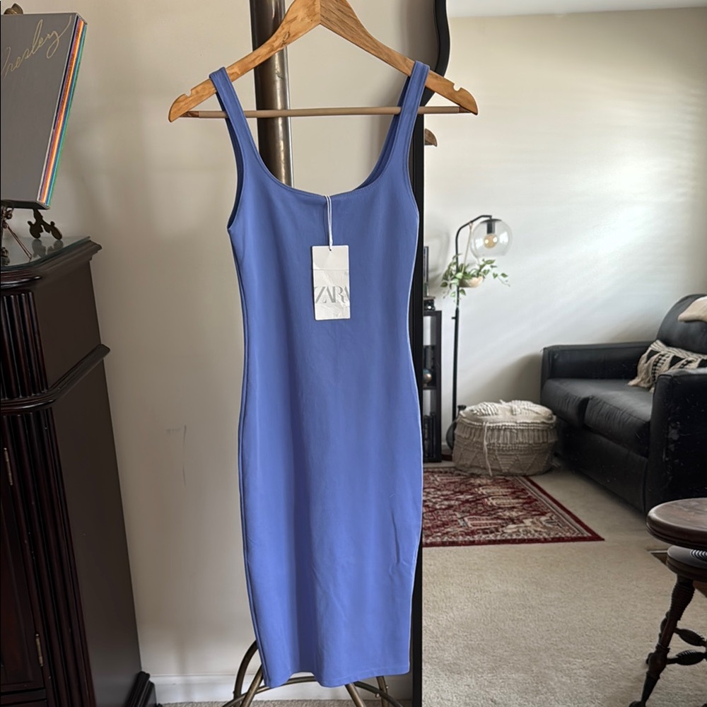 Zara Baby Blue Shaping Midi Dress